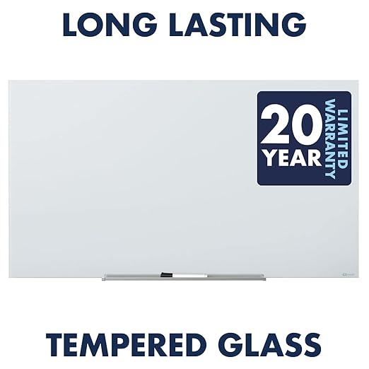 Quartet Glass Whiteboard, Magnetic Dry Erase Board, Wall Mounted Whiteboard for Office, School and Home, 48" W x 36" H, White (Q25F01IMW)