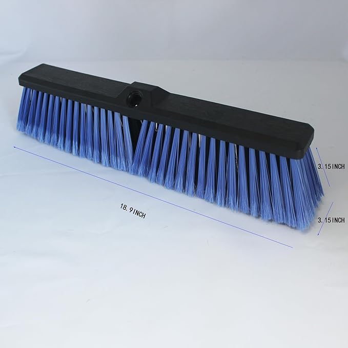 FRAXIR 3PCS Push Broom Head Outdoor Large Stiff Bristle Broom Head - Excellent Cleaning Performance - Easy Installation Broom Head(Blue, 18 inches)