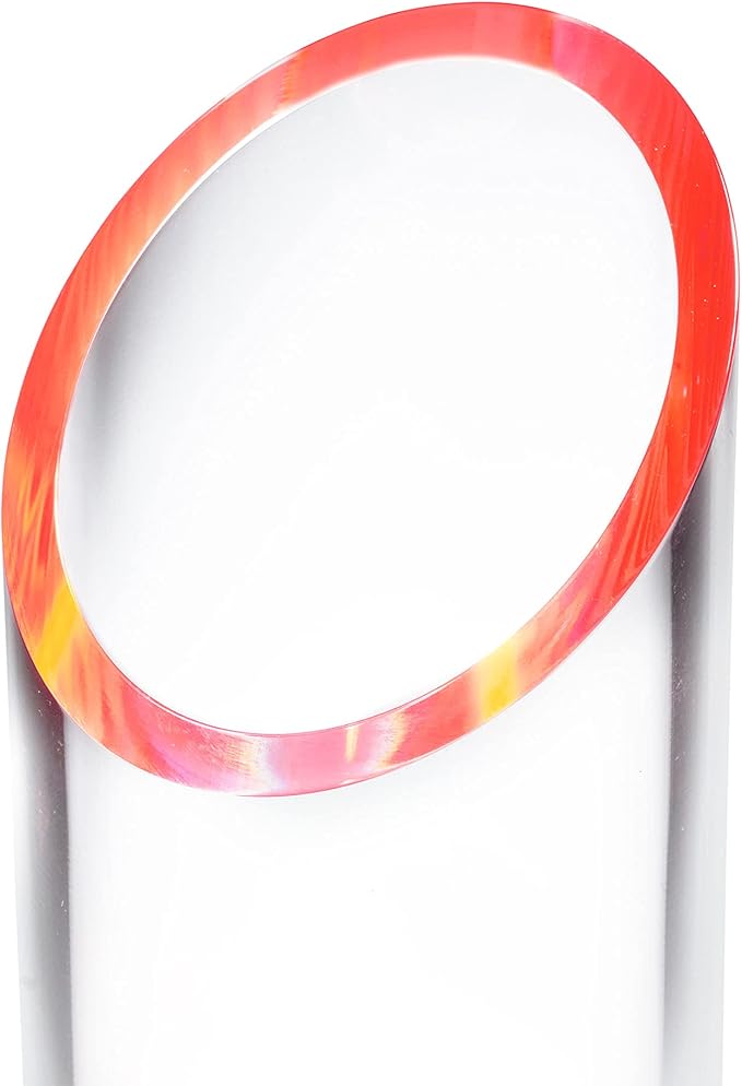 OfficeGoods Acrylic Pen & Pencil Holder - Modern Cylinder Design - Beautiful Desk Organizer for Home or Office - Contrasting Base & Rim - 5.25” H x 2.5” W - Neon Red