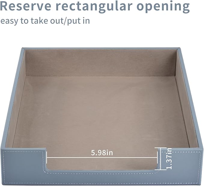 Leather Letter Tray,Stackable File Document Tray,Desk Organizer for Office Supplies,A4 Paper Case Rack,Desktop Organization,Pen Mail Magazine Storage Box (Grey)