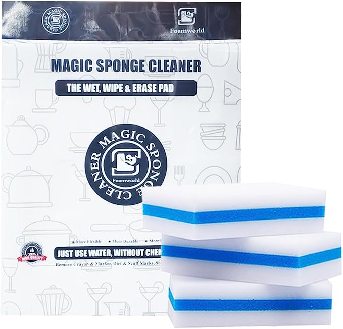50 Pack Magic Sponges Eraser Melamine Sponge of 2 Density, Extra Thick Large Kitchen Cleaning Sponges for Dishes Furniture Baseboard, Sink, Floor, Car, Toys-11 ×7× 3 cm（Blue ）