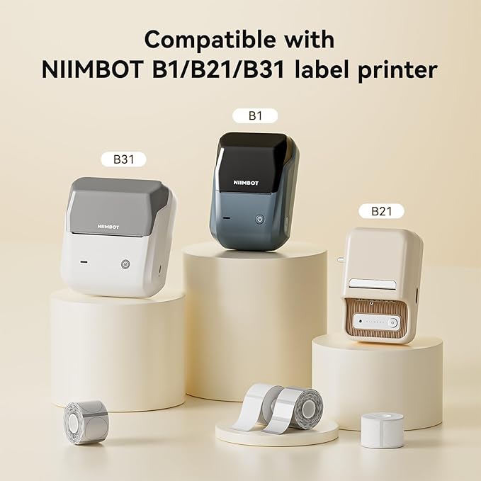 NIIMBOT Labels 3 Rolls Set for B1/B21/B31 Sticker Printer, 50x50mm (1.97'' x 1.97'') 150 Labels/Roll, Refill Labeling Tape for Home School Office Small Business (White Round)