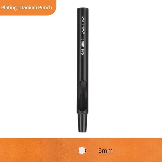 WUTA Leather Punches Round Hole Puncher Plating Titanium Hollow Punching Tool Working for Watch Band, Fabric, Plastic (1pc 6mm Hole Punch)