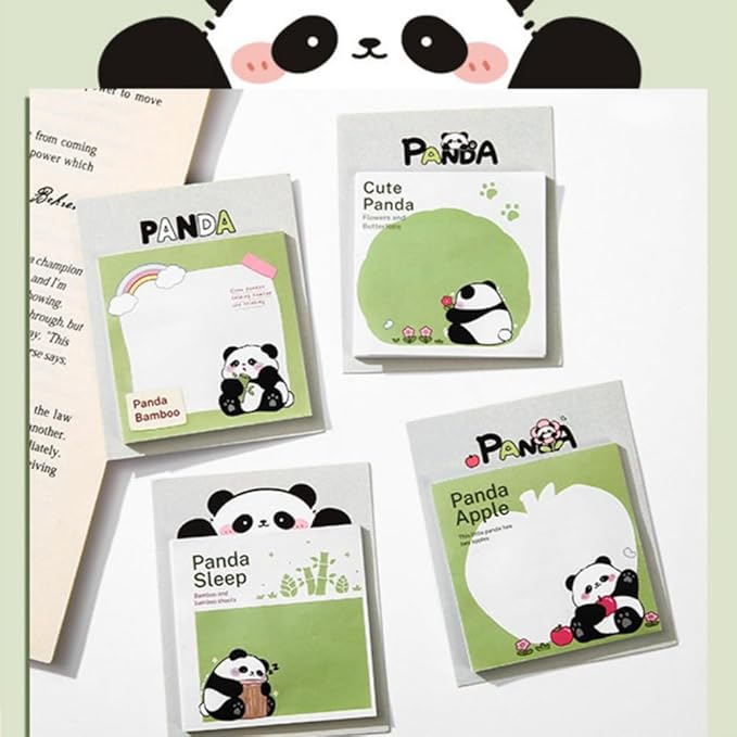 8 Pads Reusable Funny Panda Sticky Notes Set, 240 Sheets, for Office Home School