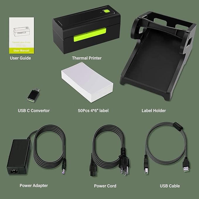 4x6 Bluetooth Shipping Label Printer with Holder Stand – Fast, Easy Setup, Compatible with Windows, Mac, Android & iOS