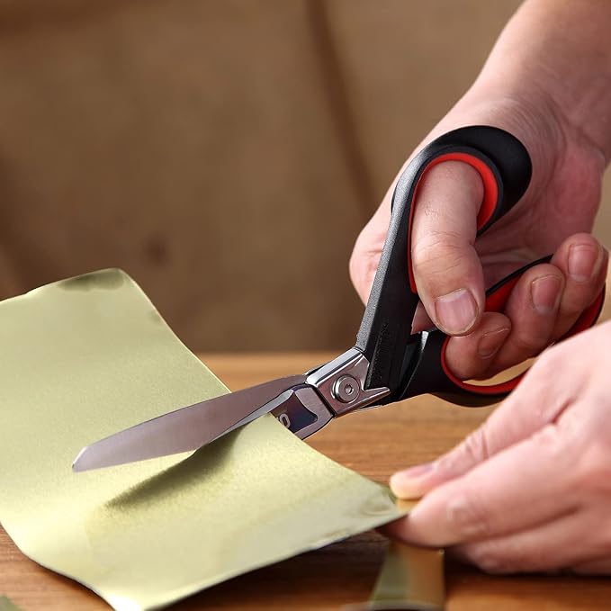 LIVINGO Industrial Scissors Heavy Duty: 9" Professional Multipurpose Shears Sharp Stainless Steel - Forged Titanium Coated Scissors for Fabric Sewing Carpet Craft Workshop Outdoor Home Office