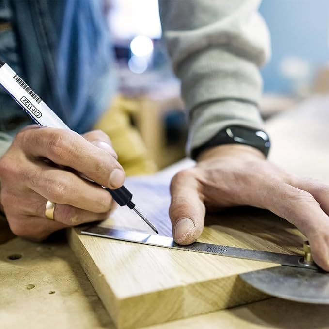 5PCS Long Head Deep Hole Marker Pens, 20mm Deep Reach Long Nose Markers, 45mm Permanent Markers Carpenter Ink Marker Pens, Waterproof Construction Markers Marking Tool, Metal Marking Pen (45MM Black)