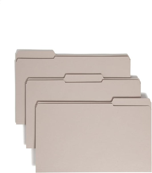 Smead File Folder, Reinforced 1/3-Cut Tab, Legal Size, Gray, 100 per Box (17334)