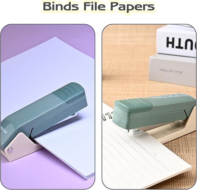 M&G Cute Swing-Arm Swivel Stapler with 1000 Staples, 360 Degree Rotate Desk Stapler, 25 Sheets Capacity, Jam Free, Desktop Stapler for Book and Booklet Binding (Green)