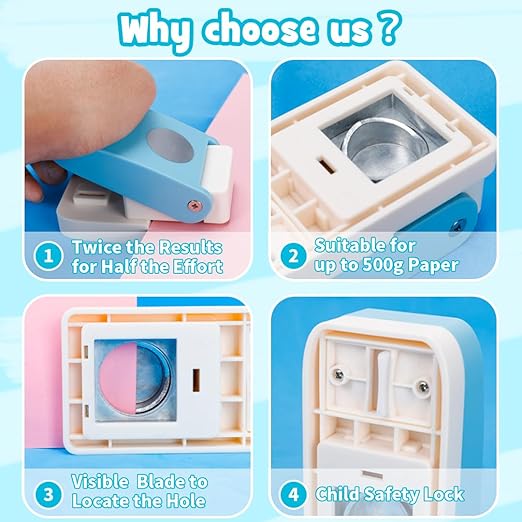 UCEC 1 Inch Hole Punch Circle Punch, Handmade Paper Punch, One Hole Punches Circle Cutter Tool for Paper Crafts, Craft Lever Puncher for Tags Cards Scrapbooking Home School Office Supplies