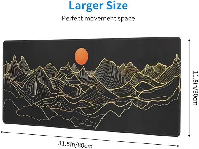 Desk Pad,Office Desk Mat 31.5"×11.8" Large Gaming Mouse Pad,Durable Extended Computer Mouse Pad,Waterproof Thick Big Mouse Pads with Non-Slip Rubber Base Office Home Black Mountain Sunset