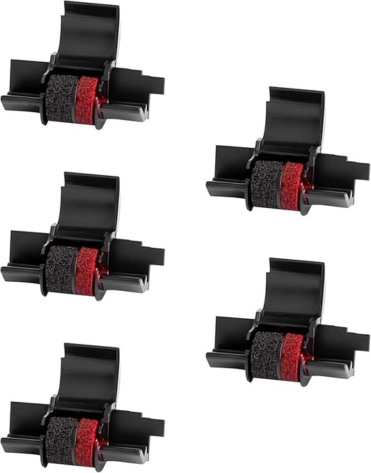 5 Pack IR40T IR-40T Compatible with Calculator Ink Roller Ribbon Replacement for CP-13 MP-12D Sharp EL-1750V P23-dhv CP13 EL-1801V HR-100TM HR-170RC Printer, Black and Red