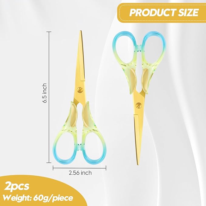 Honagu Premium Acrylic Handle Scissors -Stainless Steel Blades, Precision Cutting, Ergonomic Design, Ideal for Home, Office, and Craft Use - 2 Pack, Blue