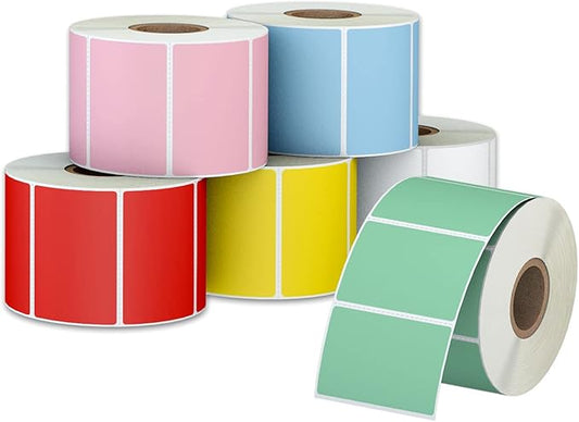 2.25" x 1.25" Multi-Purpose Direct Thermal Labels, Color Self-Adhesive Address Shipping Barcode Thermal Stickers, Compatible with Rollo & Zebra Thermal Label Printer(6 Rolls, 6000 Labels)