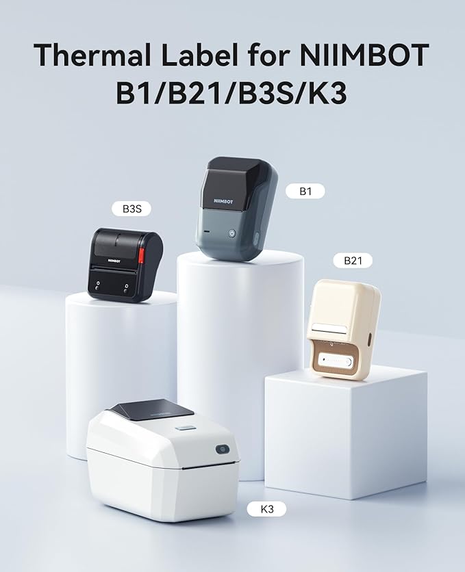 3 Rolls Labels for NIIMBOT B1 B21 B3S K3 Label Maker, 2'' x 2.36'' (50x70mm) Printer Labels for Jars, Personalized Editable for Home/School/Office