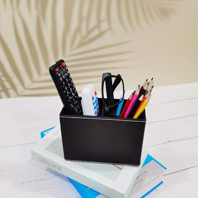 Pen Pencil Holder Cup Container PU Leather Desk Organizer Stand Decor Brush Scissor Holder Decoration Office Desk Home School