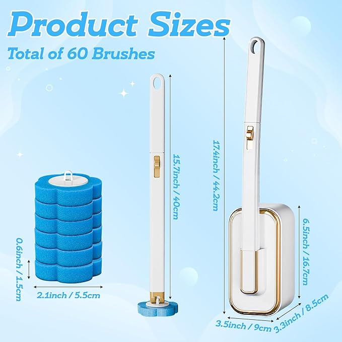 48 PCS Disposable Toilet Bowl Brush Refills, Disposable Toilet Brush Heads, Toilet Wand Disposable Refill Heads, Disposable Replacement Head