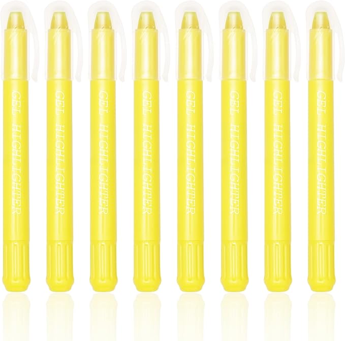 No Bleed Gel Bible Highlighters, Yellow, Pack of 8, Yellow Gel Bible Highlighters Markers Journaling Supplies, No Bleed Through For Highlighting Journal School Office