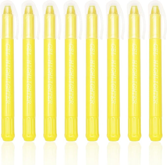 No Bleed Gel Bible Highlighters, Yellow, Pack of 8, Yellow Gel Bible Highlighters Markers Journaling Supplies, No Bleed Through For Highlighting Journal School Office