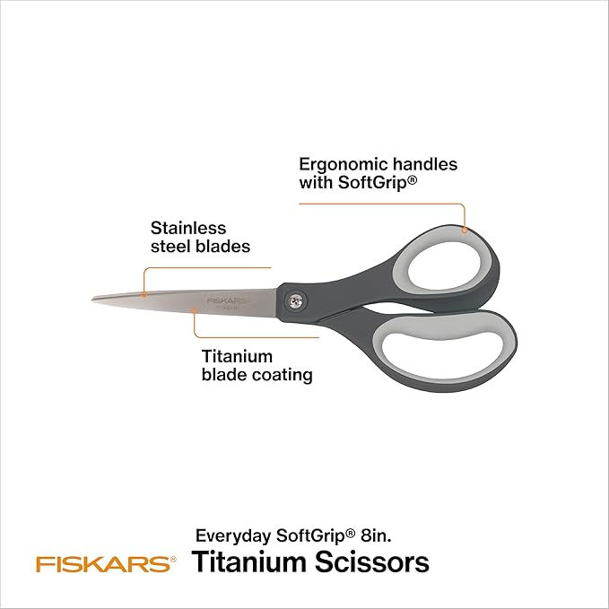 Fiskars Everyday Softgrip Titanium Scissors (8") - 2pk