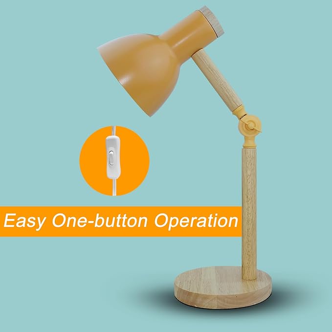 LED Desk Lamps for Home Office, 3-Color Dimmable Yellow Table Lamp for Bedroom, Wood Desk Lights for Dorm Roomb, Desktop Lighting, Tabletop