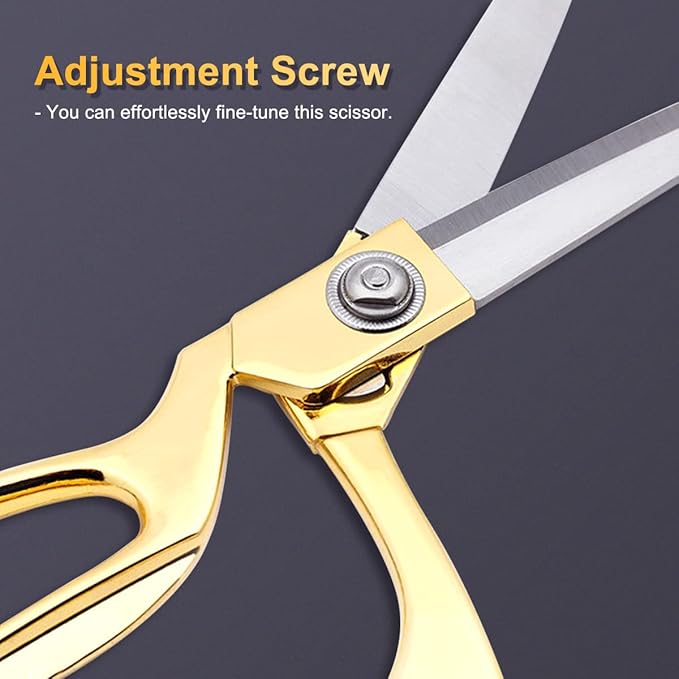Ribbon Cutting Scissors 10.5" Stainless Steel Gold Scissors for Ribbon Cutting Ceremony Heavy Duty Fabric, Cardboard, Sewing & Tailoring