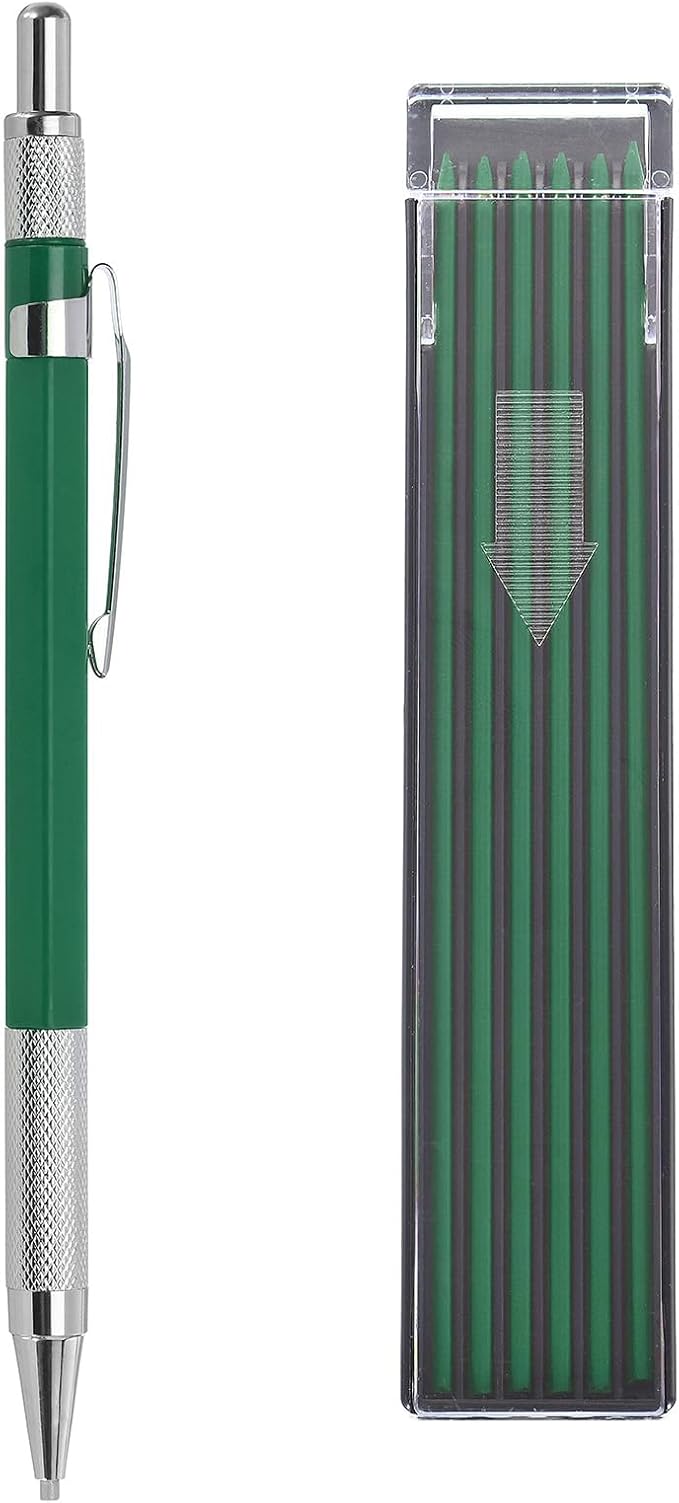 PATIKIL Mechanical Pencil with 12Pcs Multicolor Refills, Write Smoothly Portable Pencil with Built-in Sharpener for Drafting Painting Designing, Green