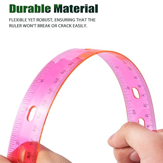 28 Pack Plastic Ruler 12 Inch Transparent Rulers - Metric Bulk for Kids School Office Classroom, Pink