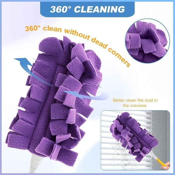 360° Electrostatic Duster Refills for Home Cleaning,Reusable Washable Duster Refills for Hand Duster with Microfiber Dusting Heads