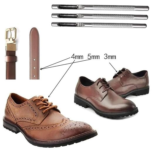 Leathe Punch Set Heavy Duty Round Hole Punch Set Leather Hole Tool,for Leather, Canvas (Silver, 12-pcs)