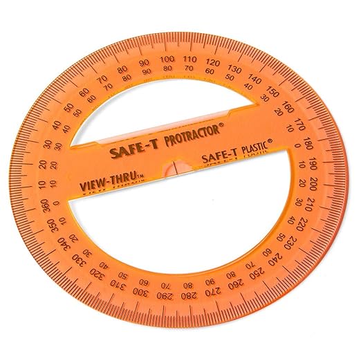 hand2mind Clear 4” Safe-T 360 Degree Protractor Set, Circle Protractor for School, Clear Plastic Protractor Ruler, Geometry Tools, Protractors Bulk for Classroom, Math Teacher Supplies (Set of 24)