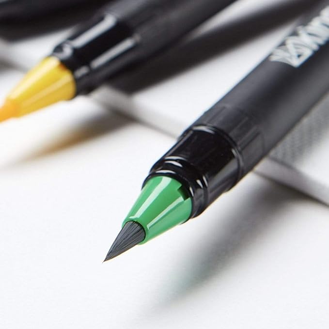 KINGART Pro Brush Pens, 24 Colors for Real Watercolor Painting with Flexible Nylon Brush Tips, Paint Markers for Coloring, Calligraphy and Drawing for Artists and Beginner Painters