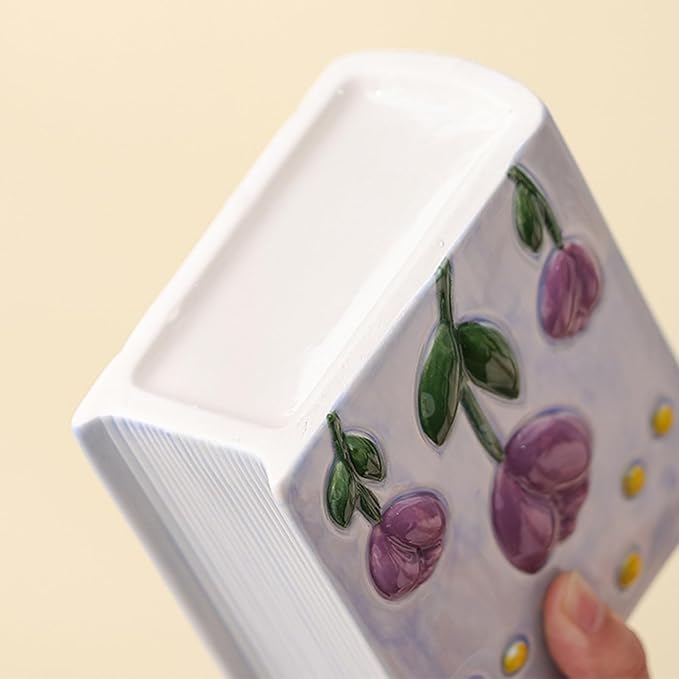 Book Vase Tulip Pencil Cup Pen Holder For Office Desk Decorative Books Purple Flower Vase Cute Toothbrush Holders Home Decor Teacher Book Gifts for Women Small Makeup Brushes Holder