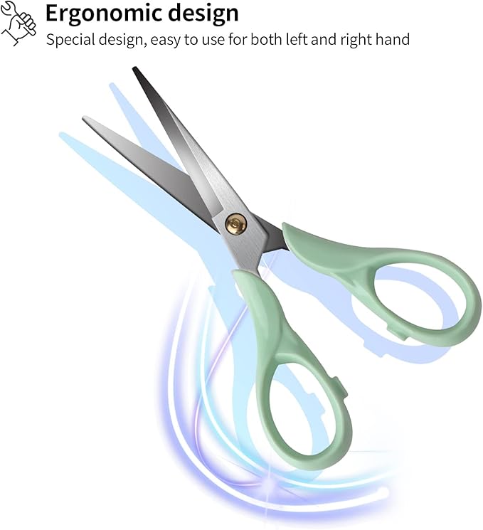 Gold Scissors, Stainless Steel Blade with Acrylic Handle, All Purpose Scissor for Office, School, Home, Fabric Shears, Tijeras (6.3" Green)
