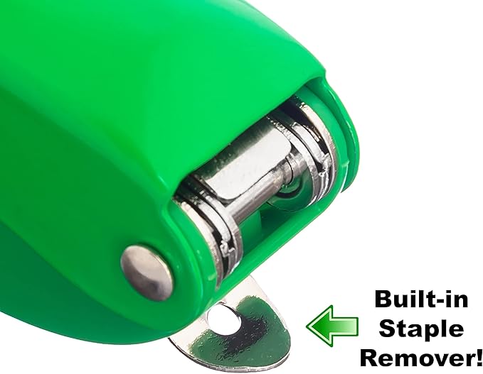 Praxxis Pro Office Supplies - Aria-Plus Half-Strip Mini Stapler - Durable, Compact, and Colorful Stapler for Office and Travel Use, Compatible with Standard 26/6 Staples, Green