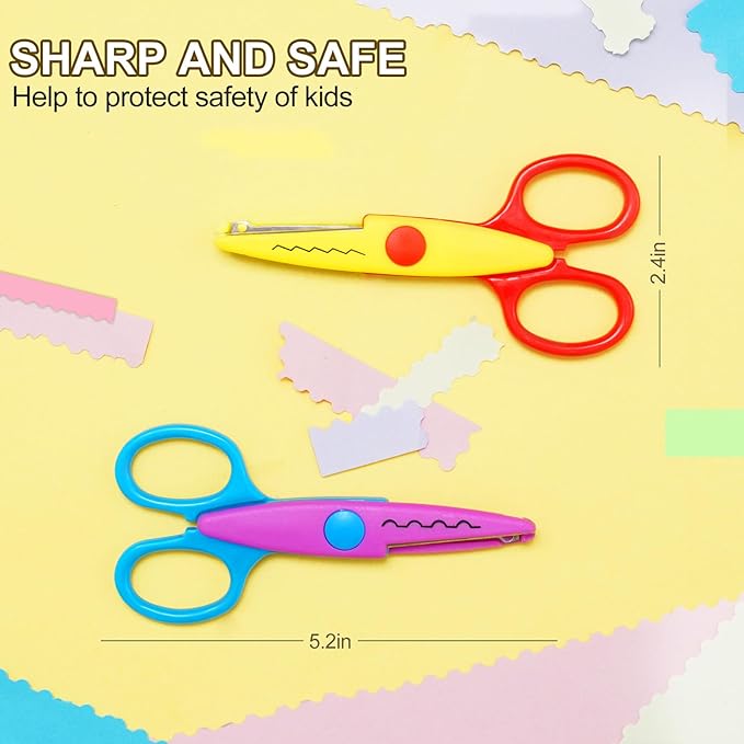 UCEC Craft Scissors Decorative Edge, ABS Resin Scrapbook Scissors with 8 Pattern, Safe for Kids, Smoothly Cutting, Set of 8, Funny&Colorful