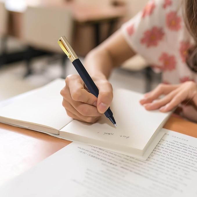 12 Pack Gel Pens 0.5mm Pens Fine Poin Smooth Writting for Journaling Coloring, Black Gel Ink Pens Cute Roller Pen Quick Drying Ballpoint Pen for Office School Supplies