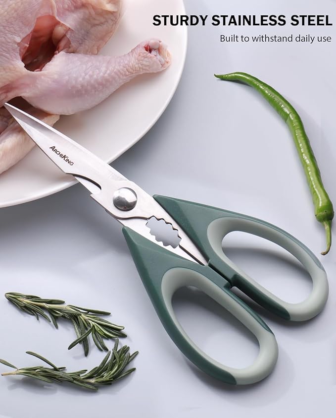 Kitchen Shears Scissors Food Scissors, 3-in-1 Multifunction Japanese Stainless Steel Meat Shears, Dishwasher Safe Sharp Shear All Purpose with Comfort Grip, Ideal for Everyday Use-Black