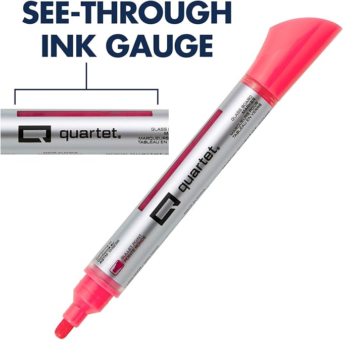 Quartet Glass Dry Erase Markers, Whiteboard Markers, Bullet Tip, White and Neon Colors, 6 Pack (79559Q)