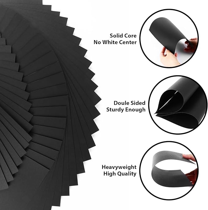 OcePor 30 Sheets Black Cardstock 8.5” x 11”, 92lb/250gsm Black Card Stock, Thick Card Stock Paper, Heavy Cardstock Paper for Printer, Resume, Scrapbooks, Art, Crafts, Business Cards