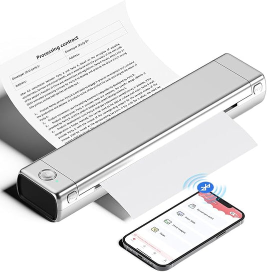 Phomemo M08F Portable Printers Wireless for Travel, Thermal Printer Support 8.5" X 11" US Letter, Bluetooth Inkless Printer Compatible with iOS, Android, Laptop for Travel, Office, Home