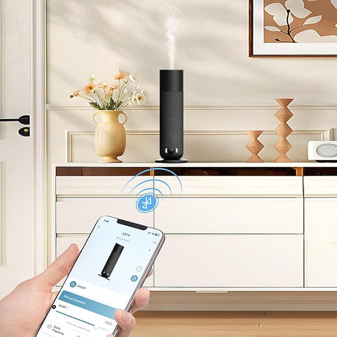 Smart Scent Air Machine for Home - Cold Technology Waterless Essential Oil Diffuser with Roy Tranquility Oil Set, Covers Up to 2000 Sq.Ft, Quiet Aromatherapy Machine for Hotel, Spa (Black)