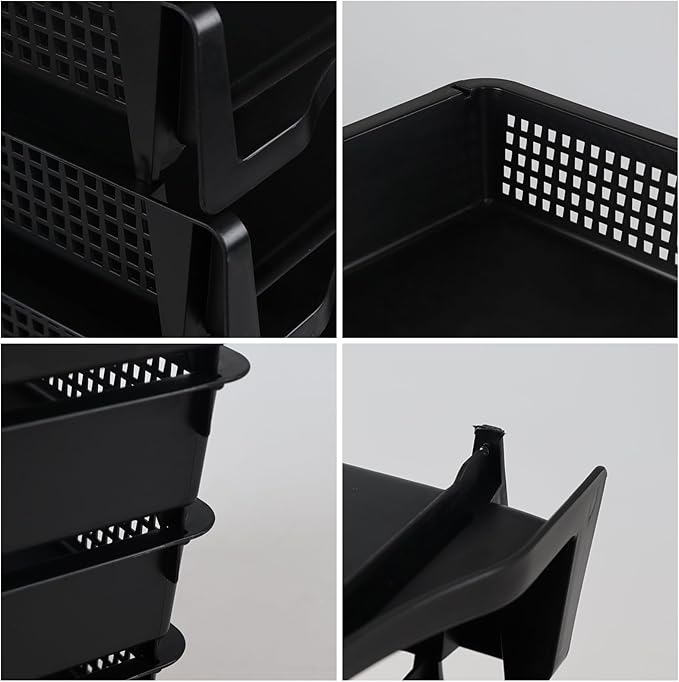 6 Pack Stackable Office Paper Organizer Tray, Desktop File Document Letter Tray Holder, Black