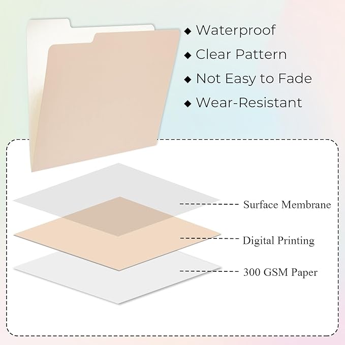 Y YOMA 12 Pack Colored File Folders Letter Size Gradient File Folder with 1/3-Cut Tab Cute Pretty Decorative Heavyweight Filing Folder File Organizers for Office School Home Desktop, Coco Mocha
