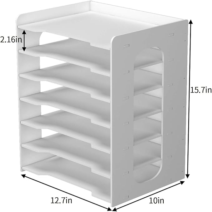 Natwind 7-Tier File Paper Organizer for Desk & Desktop - White File Holder with Mail Letter Tray & Paper Sorter for Home Office, School Classroom