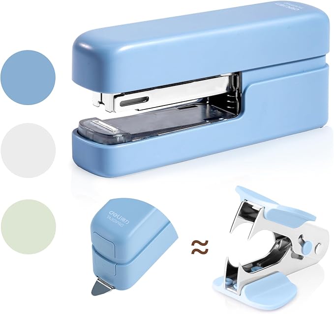 deli Stapler, Desktop Staplers with Integrated Staple Remover, 40 Sheet Capacity Office Stapler, Blue