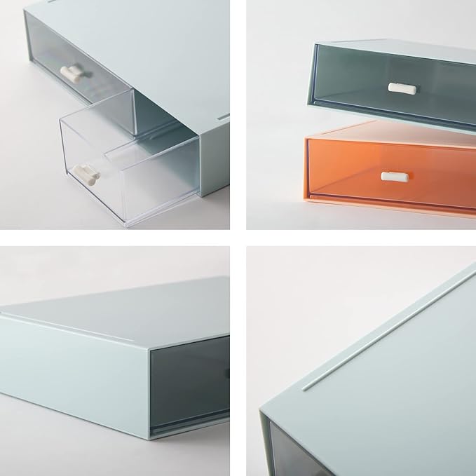 Plastic Storage Drawer, 6 Drawers Desk Organizer, Makeup Organizer, Blue (6.5" L x 8.9" W x 5.1" H)