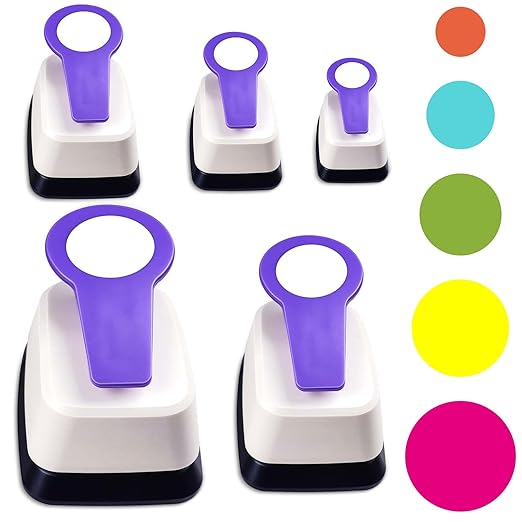 Circle Hole Punch Set for Scrapbooking, Craft Circle Hole Punch 2 Inch 1.5 Inch 1 Inch 5/8 Inch 3/8 Inch, Circle Paper Punchers for Card Making, Crafting DIY Albums Photos Office Supplies