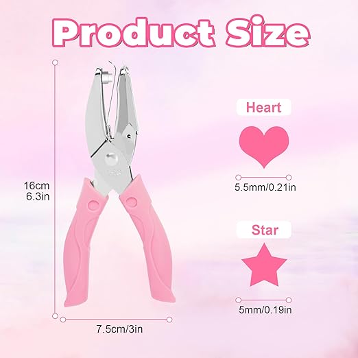 UCEC Heart+Star Hole Punchers, Hole Puncher Single, Handheld Paper Hole Punches, 1/4" Heart Star Hole Punch of School Supplies Metal Hole Punch Tool with Soft-Handled for Clothing Ticket DIY Craft
