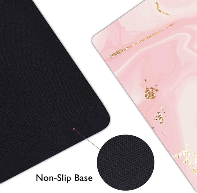 Extended Gaming Mouse Pad (31.5 X 11.8 in), Large Non-Slip Rubber Base Mousepad,Keyboard Mouse Mat Desk Pad for Work, Game, Office - Pink Rose Gold Marble, MOU-08